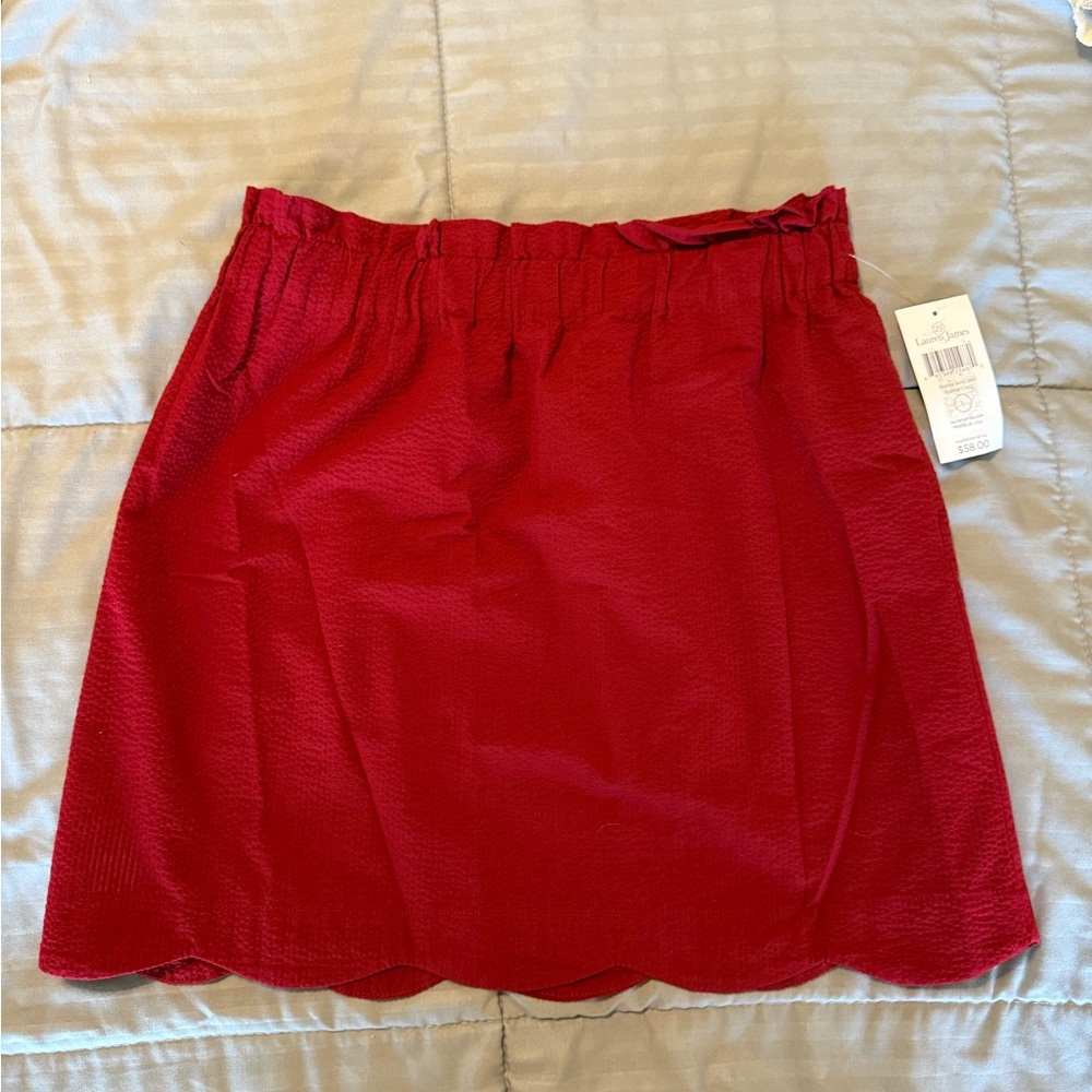 Lauren James Red Scalloped Hem Skirt